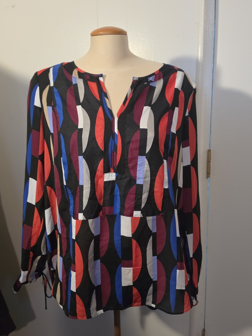 Dana Buchman Red and Black Striped Blouse